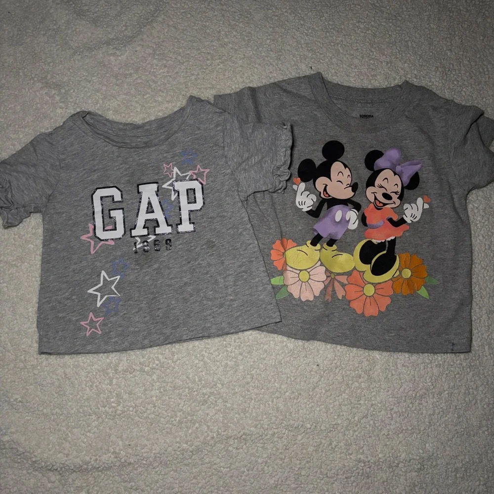 Gap Kids & Sonoma Mickey Minnie Mouse Graphic T-Shirt Bundle Gray 2T